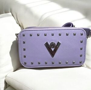 Valentino Orlandi Logo NWT Double Zip Camera Bag w/Adjustable Strap Lavender